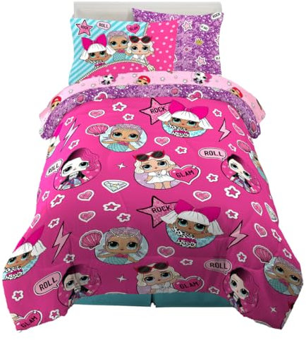 Franco Kinder-Bettwäsche, superweiches Bettdecken- und Bettlaken-Set mit Kissenbezug, 5-teiliges Doppelbett-Größe, LOL Surprise