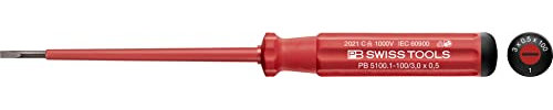 PB Swiss Tools Schlitz VDE Schraubendreher PB 5100.1-100 | 100% Swiss Made | einzelner Elektro Schraubendreher isoliert bis 1000V AC / 1500V DC