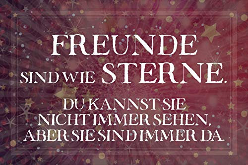 Schatzmix Spruch Freunde sind wie Sterne Metallschild 20x30 Deko tin Sign Blechschild, Blech, Mehrfarbig, 20x30 cm