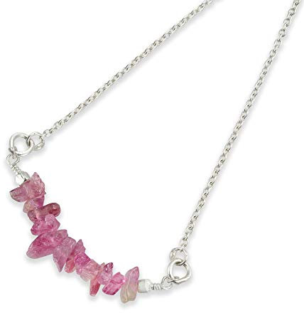 Collana con tormalina rosa pepite di tormalina collana con chip di tormalina rosa collana con barra tormalina regali per le donne collana di tormalina grezza per anniversario regalo di compleanno,