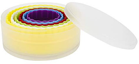 GOTH Perhk Lot de 6 emporte-pièces ronds, en plastique double face, uni/froissé, emporte-pièces ronds, gadgets de cuisine, outils de cuisson, accessoires de couleur aléatoire