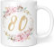 Geschenk Tasse Geburtstag 80 Frau - Geschenkideen zum 80 Geburtstag - Geburtstagsgeschenk für Frauen Blumen - Keramik 330ml