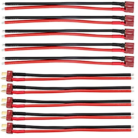 RUIZHI 5 Paare Deans Style T-Stecker Buchse und Stecker mit 14AWG Silikondraht T Plug Connector für RC Lipo Batteriekabel Drohne