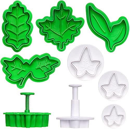 7 Stück Tropisches Blatt Zuckerguss Ausstecher Formen Set Kuchenform Presse für Kuchen Dekorieren Mini Kunststoff Fondant Zuckergussform DIY Backwerkzeug