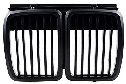 Sport KüHlergrill,Nieren Doppelsteg Frontgitter Ersatzfassungs Passend für BMW E30 3-Serie M3-Bleiher-Bumper Grill Matte schwarz (Color : Black)