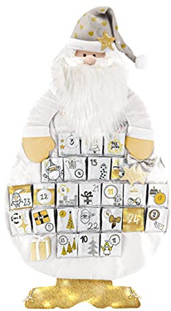 My Home Adventskalender Weihnachtsmann, gold, Adventskalender zum Befüllen, XXL Adventskalender, Filz-Adventskalender