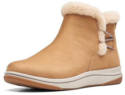 Clarks Cloudsteppers Women's Breeze Fur Ankle Boot, Tan Textile, 8.5 Medium US