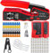 MAYLINE RJ45 Pince à Sertir Outil de Sertissage de Réseau Professionnel pour Prises de Câble Testeur de LAN Ethernet Cat7 Cat6a Cat6 Cat5 RJ11, Professionnel de Réseau d'Outils Kits(Rouge)