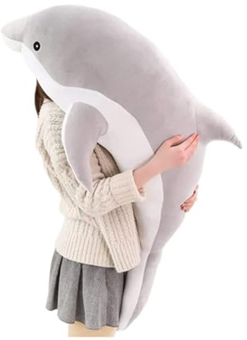 Kekeso Delfin Plüschtiere Schöne Gefüllte Weiche Tier Umarmungskissen Delphin Puppen für Kinder(120cm/47.24inch, Grau)