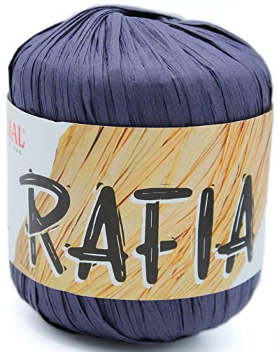 Gomitolo Rafia Lane Mondial 50 gr 100% viscosa naturale uncinetto 4-4,5 vari colori borse mare accessori cappellini arredo casa (991 Blu)