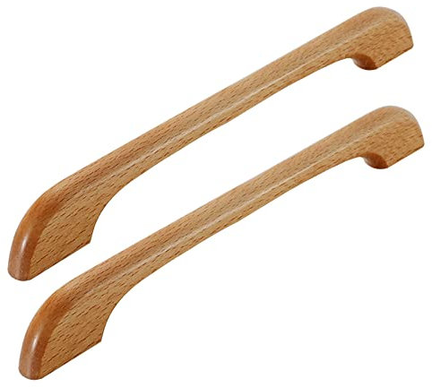 NANNAN0901 2 Stück Massivholz Schrankgriffe Möbelgriffe Türgriffe Holzgriffe Küchenschrank Küchenknöpfe Schlafzimmer Griffe Kleiderschrank Schubladengriff, mit Schrauben (Hole distance 192mm)