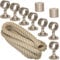 Handlaufseil Set 30mm - bestehend aus 2 Endkappen 7 Seilträger vernickelt und 7m Nature Touch Handlaufseil naturfarben