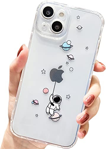 AMART for iPhone 14 Plus Case Cute,Clear with Astronaut Design Cartoon Planet Star Space Pattern Cover Soft Thin TPU Cool Kids Girls Women Man Shockproof Case for iPhone 14 Plus (6.7'' 2022) ONLY