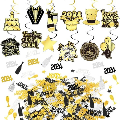 Silvester Deko, Streudeko Silvester, New Year Decoration, Silvester Deko Tisch, Folie Konfetti in der Farbe Gold, Konfetti Happy New Year, Neujahr Deko, Deko Silvester Party