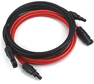 QWORK® 10FT Solar Panel Extension Cable with IP67 Waterproof Female and Male Connectors - 12AWG 4mm² - Red + Black