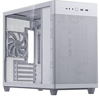 ASUS Prime AP201 Tempered Glass MicroATX Case (Support Radiator Up to 360 mm and Graphics Card Length up to 338 mm, colour Matched Cables, Tool-free Side Panels, USB 32 Gen 2 Type-C Front Panel) White