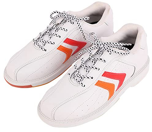 SDEQA Mens Lawn Bowls Shoes Beginner and Advanced Bowling Trainers Lace Up Leather Anti-Slip Lightweight,White,9 UK