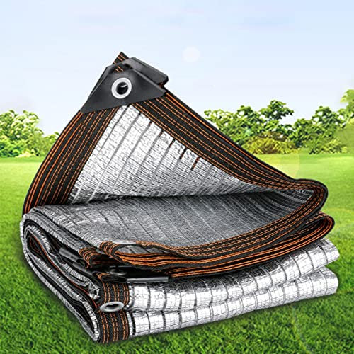 KDDFN Aluminiumfolie Schattiernetz,Sichtschutz,UV-Beständiges Schattierungsnetz, 75% Sonnenschutznetz,Windschutz Wetterschutz Gewebe Netz,mit Kabelbinder,für Carport,Terrasse (1x1m/3.3x3.3ft)