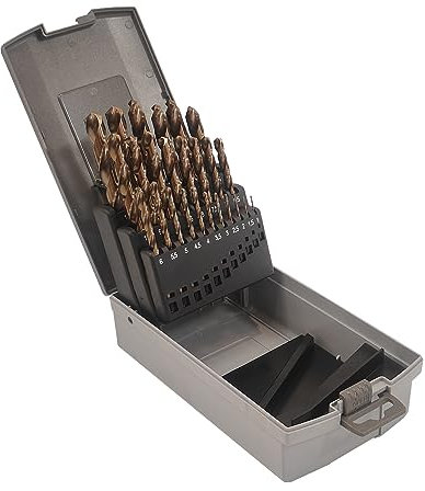 CAVATINY Spiralbohrer-Set | 25 Stück | HSS-G M2 Metallbohrer-Set | 1–13 mm, 0,5 mm Schritte | DIN 338 | für Edelstahl, Aluminium, Holz etc.
