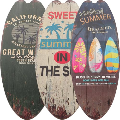 Operitacx 3st Surfbrett-dekoration Strand-surfbrett-schild Tropische Wanddekoration Tropisches Wandschild Nautische Plakette Surfbrettschilder Aus Holzschild Hölzern Beiläufig Skulptur