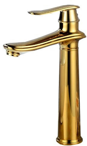 ZYCDP Wasserhahn Waschbecken Retro Badarmatur Kaltes und Heißes Einhandmischer Waschbecken Armaturen Bad Vintage, Gold, Hoch