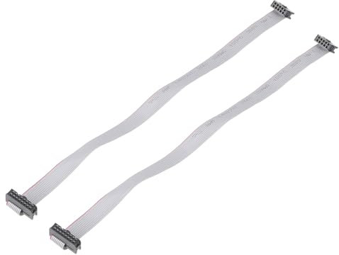 QUARKZMAN 2Stk 2.54mm Abstand IDC 10 bis 16 Pins Doppel Weiblich Steckverbinder Hauptplatine Flachband Kabel Draht 30cm 11.8 Grau