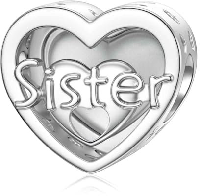 Schwester Charms für Pandora Herz Charm „Danke, dass du da bist“ aus 925er Sterlingsilber
