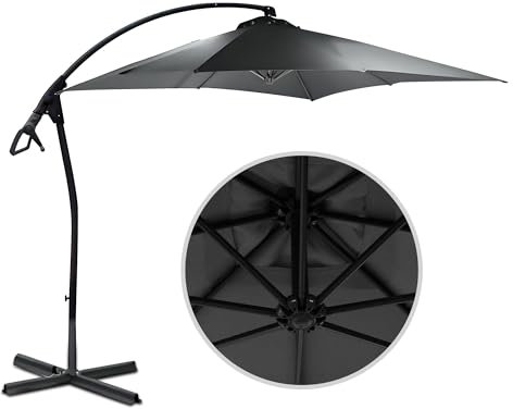 habeig WASSERDICHT Ampelschirm 250x250cm quadratisch durch PVC-Beschichtung Schirm Sonnenschirm Marktschirm Gartenschirm (Anthrazit S55)