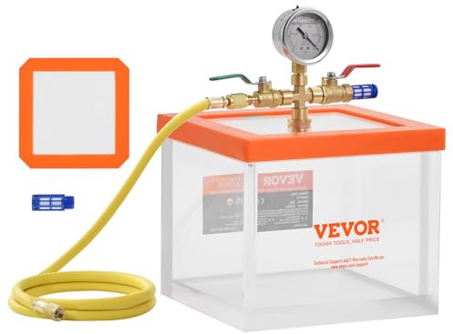 VEVOR 2 Gallonen Vakuumkammer, verbesserte Mehrzweck-Vakuum-Entgasungskammer aus Acryl, transparente Vakuumkammer, für Harzentgasung, Kieselgel-Entgasung, Gips-Entgasung und Vakuumextraktion