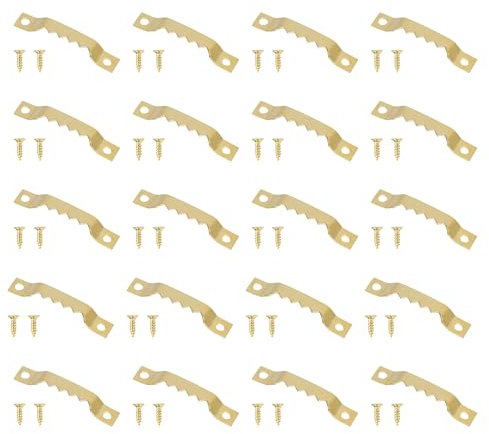 Ganci per cornici in legno, Ganci per Foto, Cornice a Dente di Sega, Invisibili Ganci Dente di Sega con Due Fori, 20 Pezzi, con Viti 40 Pezzi