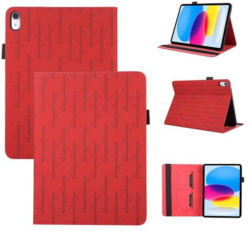 FMPCUON Funda para Huawei MatePad T 10/T 10s Tablet Delgada PU Cuero Carcasa Protectora con Función de Soporte Compatible con Cover Dentro de Silicón, Rojo