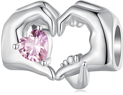 Muttertag Herz Charm Anhänger für Pandora Armband,925 Sterling Silber Liebesherz in deinen Händen Charm,Weihnachts schmuck Geschenke für Mutter Tochter Schwester