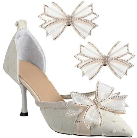 2 Stück Hochzeit Schuhclips Damen Glitzer Abnehmbare Strass Schleifen-Schuh-Clips, Schuhanstecker Schleife, Elegante Hochzeit Party Schuhschnalle Zubehör Schuh Dekorative Accessoires für Frauen
