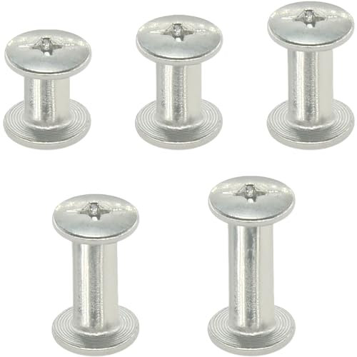 100 Sets Chicago Screws,Leather Rivets Sets with Five Sizes (Silver)