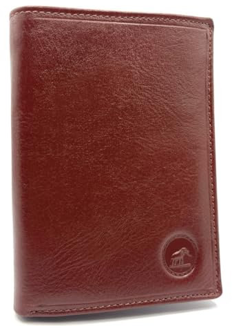 Charmoni - Portefeuille Homme - Format Moyen Classique - Protection Anti RFID - 3 Volets - 6 Carte Bleu, permis Conduire, Papier, Monnaie - Cuir (Marron)