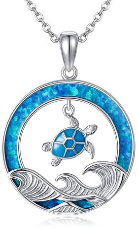ONEFINITY Schildkröte Halskette für Frauen 925 Sterling Silber Wellen Schildkröte Anhänger Wellen Halskette Schmuck Geschenk für Damen