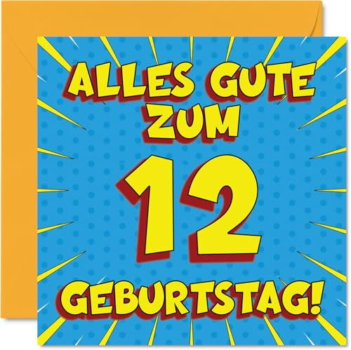 Stuff4 12. Geburtstagskarte für Jungen Mädchen Ihn Sie - Comic Buch - Zwölftel 12 Alles Gute Zum Karte Geburtstag, 145mm Scherzen Glückwunschkarten