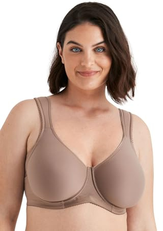 Miss Mary of Sweden Cooling T-Shirt Bra for Women — Underwired Bra for Hot Flushes, Moisture Wicking Full Coverage, Padded Adjustable Straps, Plus Size Taupe