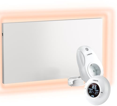UMBRELLA® Infrarot Wandheizung mit Thermostat [FERNBEDIENUNG + WIFI STEUERUNG] – Infrarotheizung Wandmontage Heizkörper – Carbon Crystal Infrarot Paneel App steuerbar – (Modell TH20 Funk - 700W)