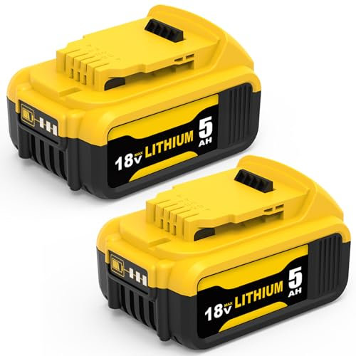 2 Pack Replacement for Dewalt battery 18V 5Ah DCB184 DCB182 DCB181 DCB180 DCB201 DCB200 DCB204 with LED Indicator