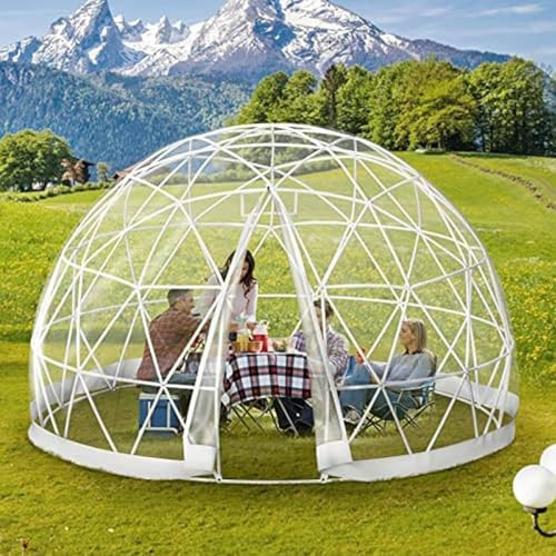 HERIFAM 3,6 m Gartenkuppelzelt, Gartenkuppel, Iglu für den Außenbereich, mit transparenter PVC-Abdeckung, wasserdicht, geodätisches Gartenblasenkuppel, Gewächshaus für Outdoor, Terrasse, Hinterhof
