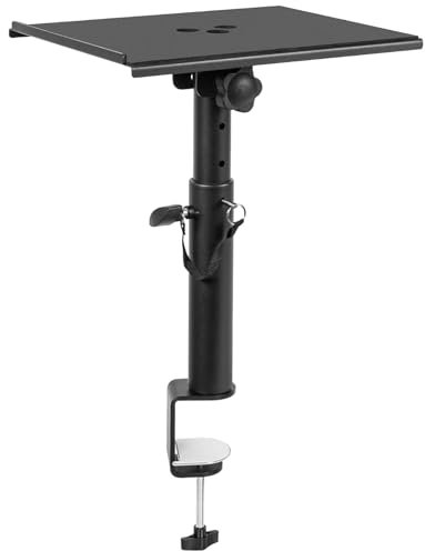 Studio Monitor Stands Desktop Speaker Stands Heavy Duty Clamp Speaker Stand with Adjustable Tilt Angle Tray of 0-12 °