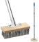 Stainless Steel Wire Broom,58Inch Stiff Metal Bristle Floor Scrubber,with 3 Detachable Pole Stiff Metal Brush,for Removing Weed Moss Algae, Outdoor Floor Scrub Brush Patio, Deck, Garden