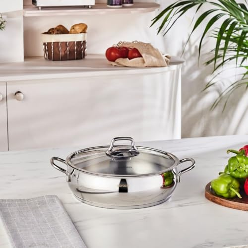 KARACA Emirgan Shallow Casserole, 26cm | A wide 26cm shallow cooking vessel for meats, vegetables, sauces and stews.