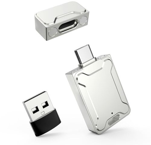 【NO APP】 Nanopell 64GB USB C Stick Speicherstick Metallgehäuse Wasserdicht, Kompatibel mit lphone15+/Android/PC. Mit Eigenständigem USB Adapter, 2 in 1 Speicherstick USB C für Fotos & Daten.