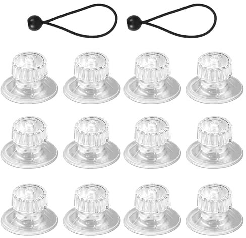 WangChaoJiu 12 Pcs Limpets for Caravan Awnings, Suction Cups with Screws, Awning Suction Clamps, Silicone Glass Sucker Pads for Campervan Canopy Motorhome Window, with 2 Pcs Bungee Cords