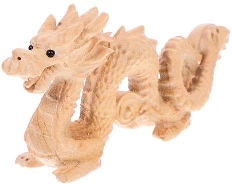 Ciieeo Statue De Dragon Bois Non Peinte Figurine De Dragon Chinois Décoration De Table