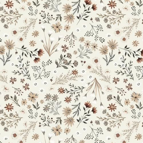 Fiula Selbstklebende Tapete Klebefolie Möbel Blumen Hellbraun Wandpapier 41CMx20M Möbelfolie Selbstklebend Dekorfolie Vintage Blatttapete Wohnzimmer Schlafzimmer Wasserdicht Küche Wallpaper