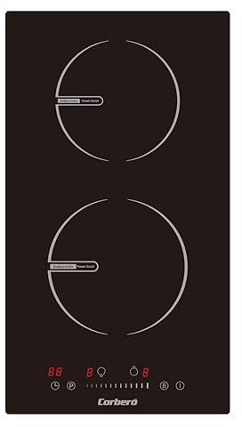 Corberó - Placa de Inducción Modular | CCIG205D | 30cm | 2 Zonas | Potencia 3600W | Control Táctil | 9 Niveles | Booster | Temporizador | Cristal Negro