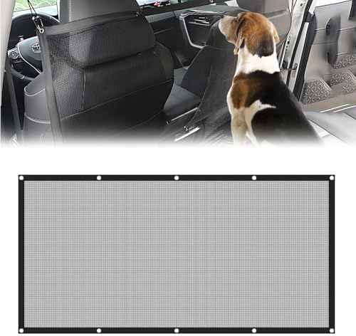 Dog Car Barrier Mesh,115x62CM Backseat Safety Divider with Rope Hooks | Safe Driving Protection,Universal 115x62CM Fit,Secure Rope Hooks,Durable Breathable Mesh for Trunk & SUV